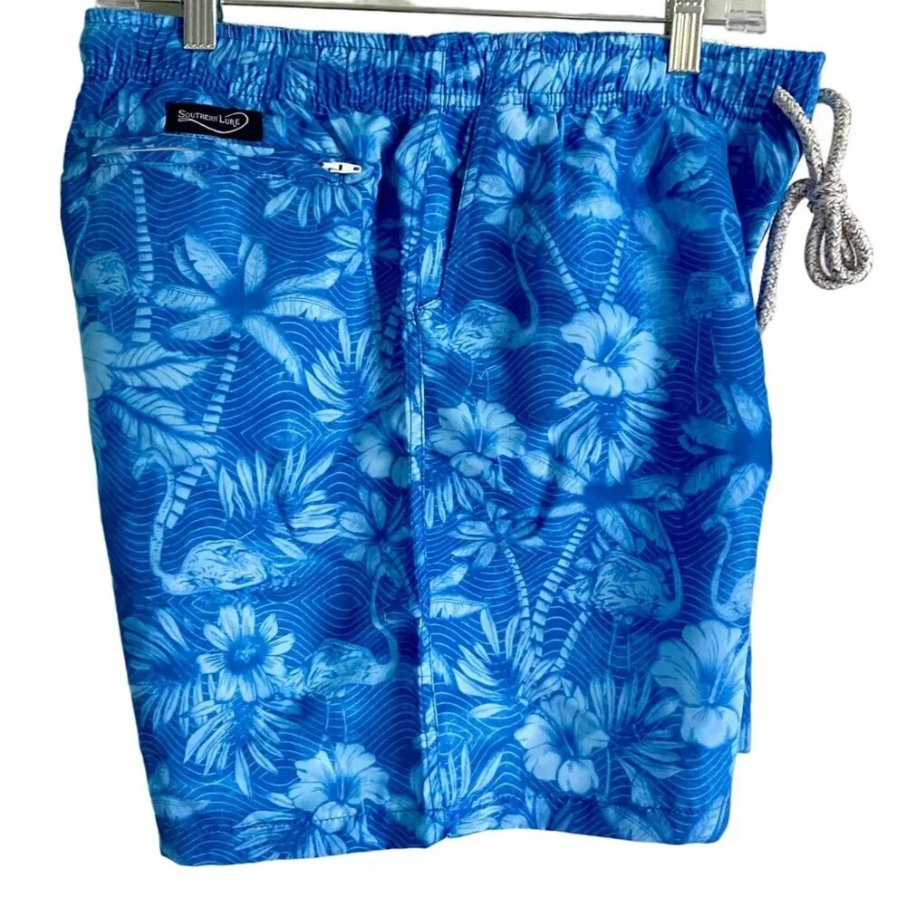 Southern Lure Men's Tropical Blue Floral Swim Shorts Medium NEW NWT